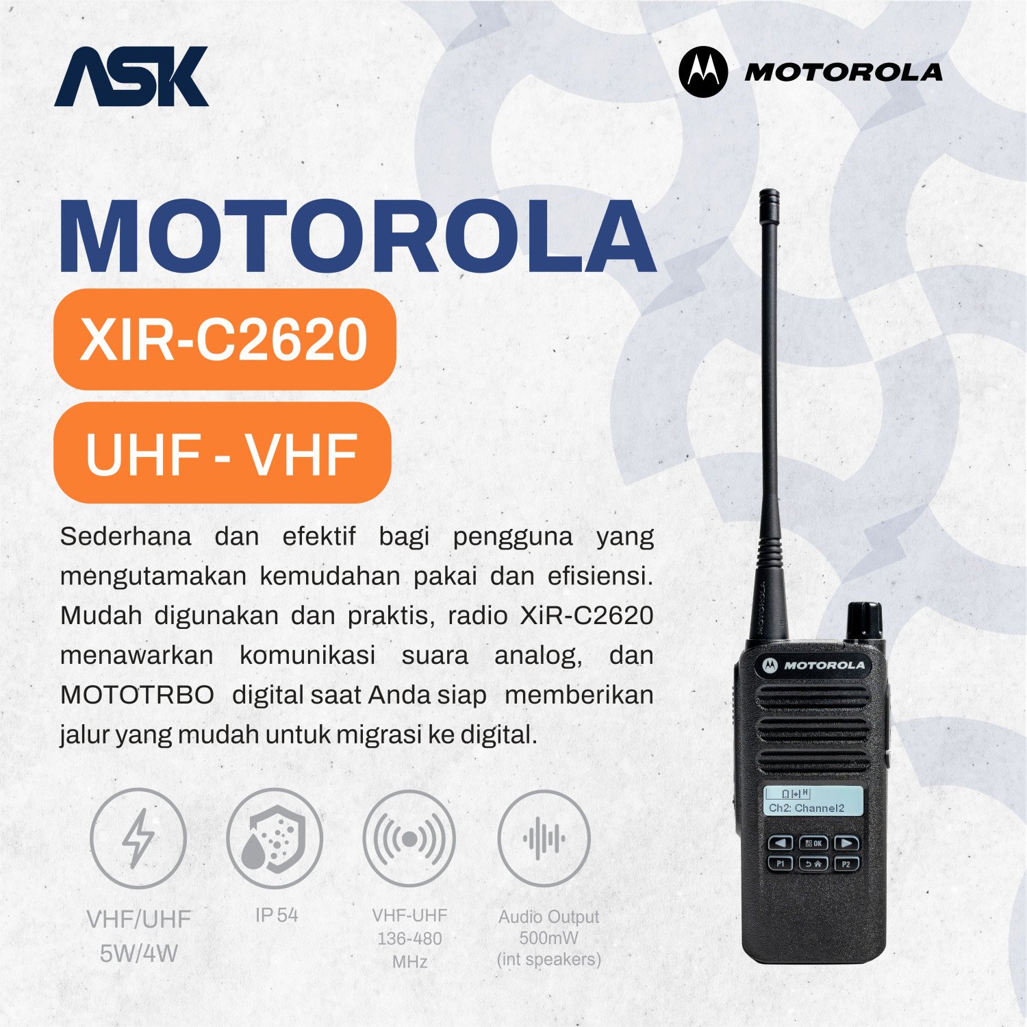Handy Talky Motorola - XiR-C2620 VHF/UHF
