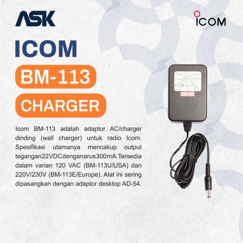 Charger Handy Talky BM-113E ICOM / Chg HT BM113E ICOM