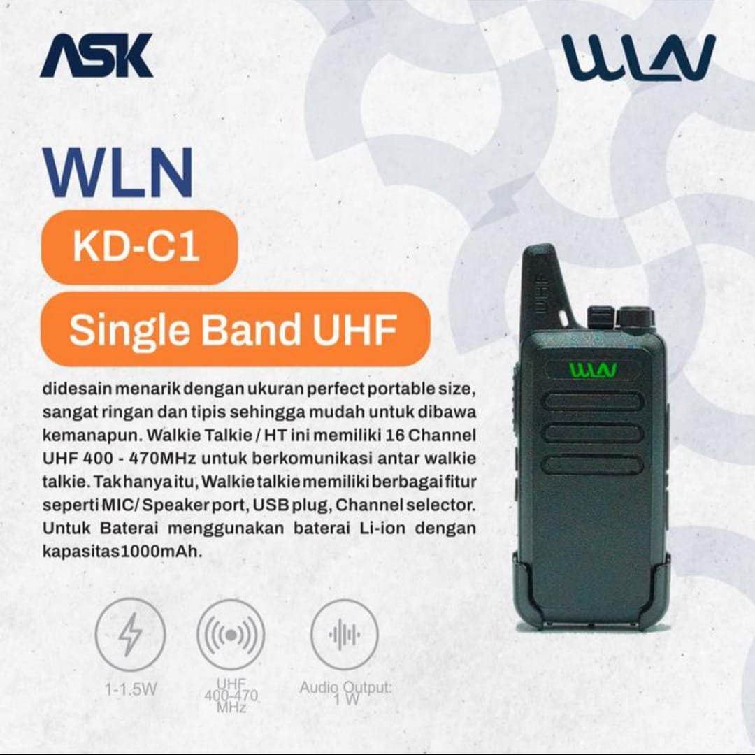 Handy Talky KD-C1 WLN / HT KDC1 WLN Single Band