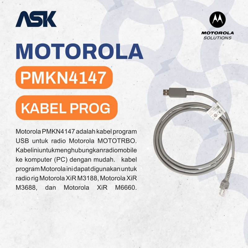 Programming Cable Radio Mobile PMKN4147 MOTOROLA / Kabel Program Radio Mobil PMKN 4147 MOTOROLA