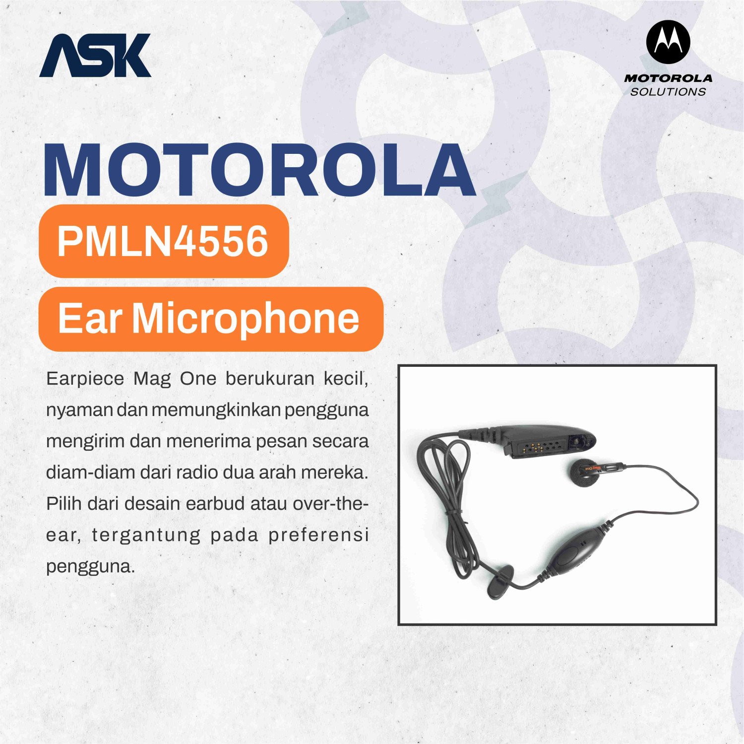 Earmic PMLN4556 MOTOROLA / Earbud PMLN4556 / PMLN 4556