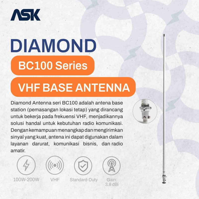 Base Station Antenna DIAMOND - BC 100S | VHF 115-174MHz