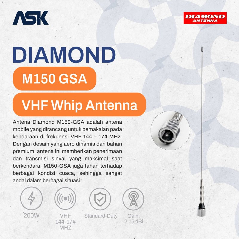 a Mobile Antenna DIAMOND - M150 GSA | VHF 144 – 174 MHz