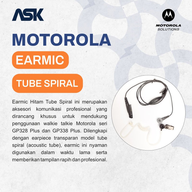 Earmic Handy Talky Hitam Tube Spiral MOTOROLA / Ear mic HT Tube Spiral