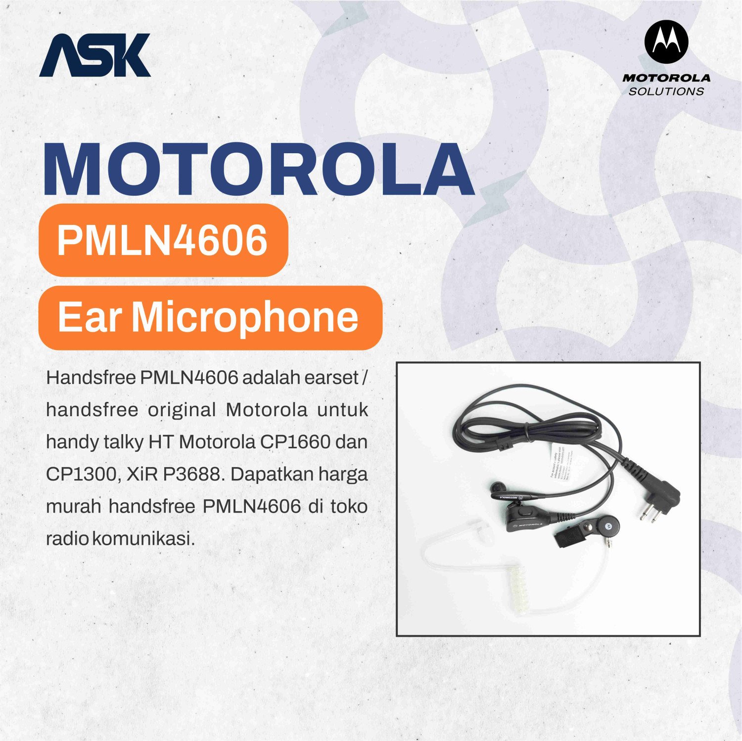 Earphone PMLN4606 MOTOROLA / Earset PMLN4606 / PMLN 4606