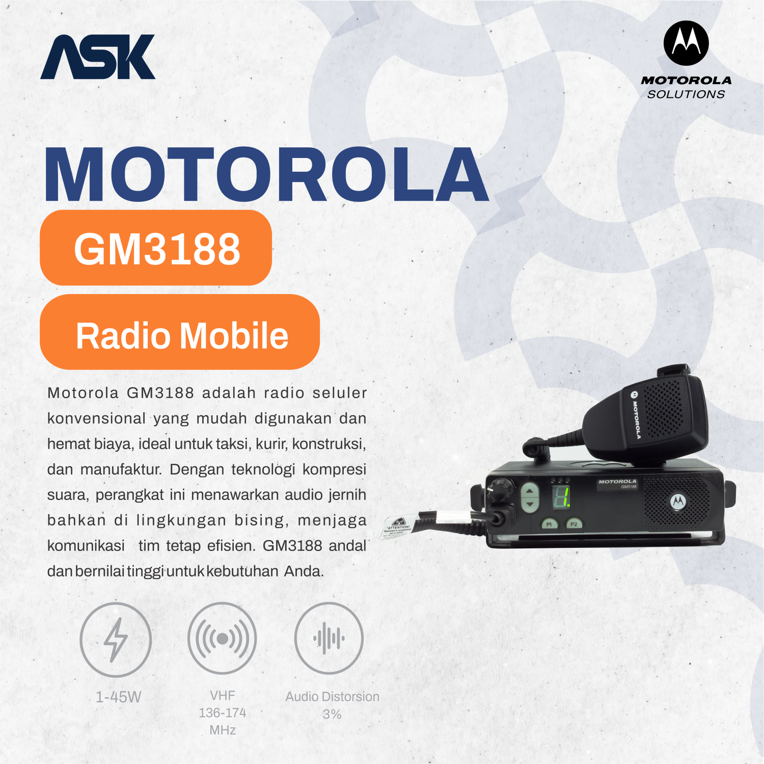 Radio Mobile GM3188 MOTOROLA / Radio Mobile GM 3188