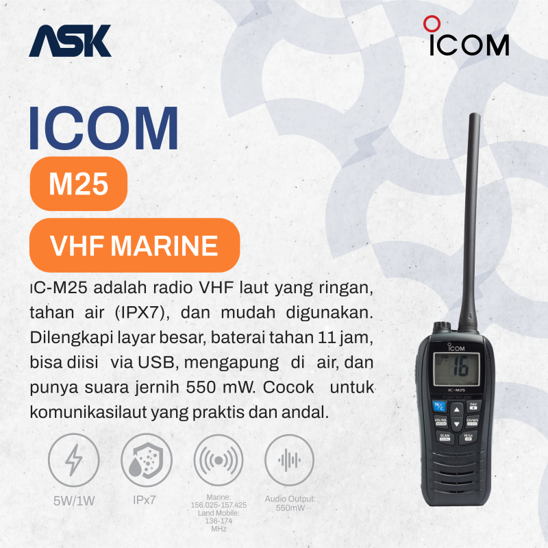 Handy Talky M25 ICOM / HT M25 VHF Marine