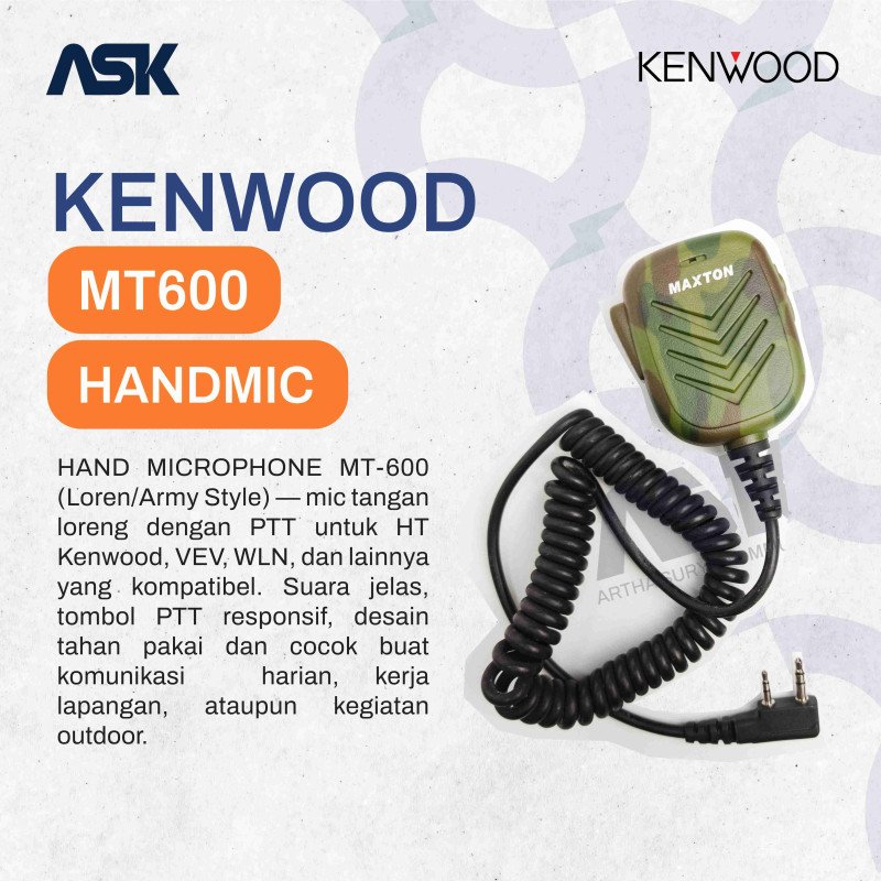 HAND MICROPHONE MT600 LORENG ABU ABU FOR KENWOOD VEV WLN DLL / MT-600